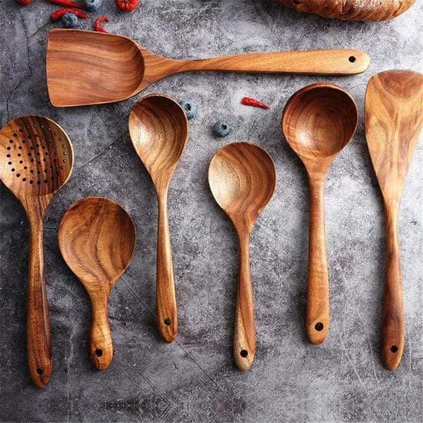 Ustensiles de Cuisine en Bois Teck Écologique - BlxckFR
