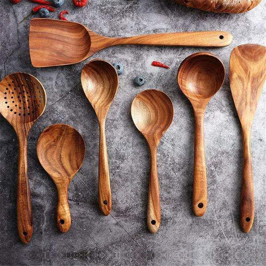 Ustensiles de Cuisine en Bois Teck Écologique - BlxckFR