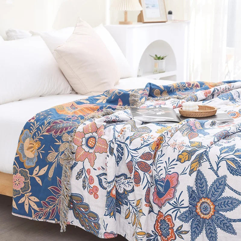 Plaid Coton Fleur Décoratif Réversible - BlxckFR