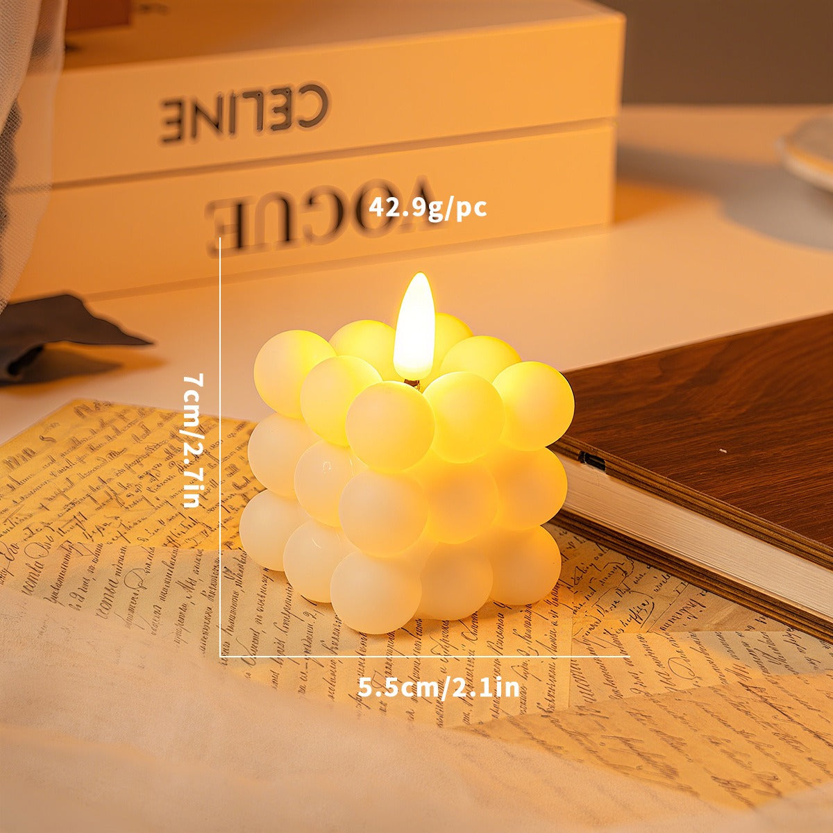 Bougie LED Élégante en Verre Frosted Neige - Foivo