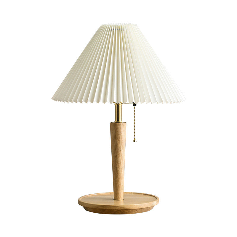 Lampe de Table en Bois Traditionnel avec Abat-Jour Élégant
