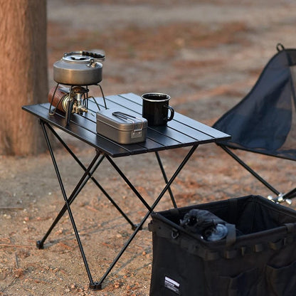 Table de Camping Pliable Aluminium Noir