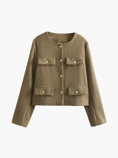 Veste Tweed Classique Boutons Luxe