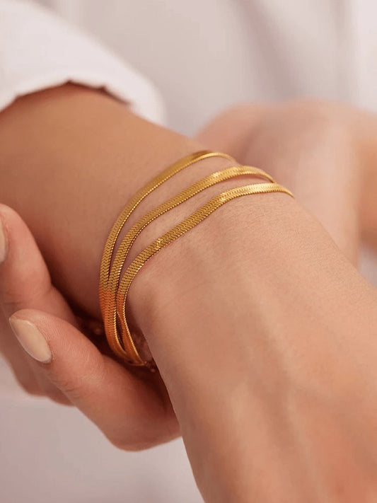 Bracelet Or Gilded Élégant Triple Tour - Foivo
