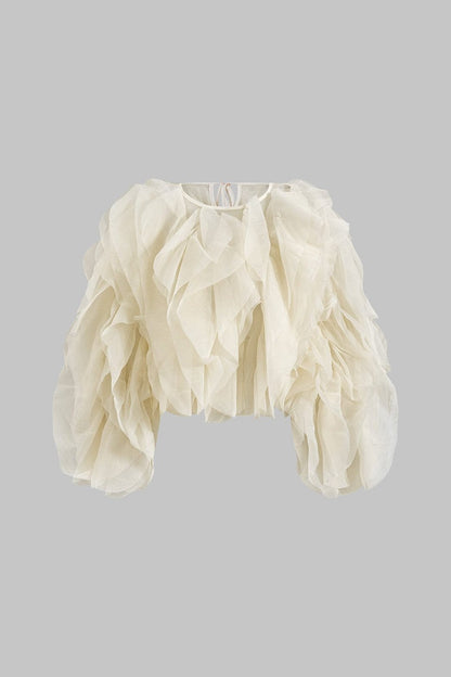 Chemisier Chic en Dentelle avec Froufrous - Foivo