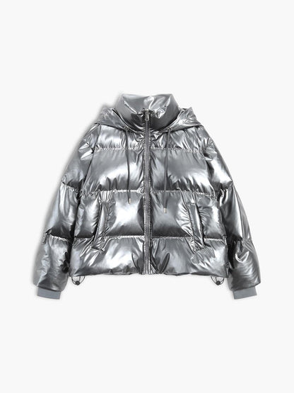 Parka Hivernale Brillante avec Capuche