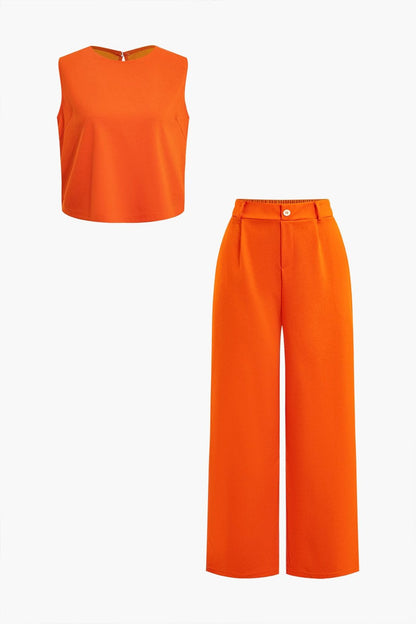 Ensemble Élégant Pantalon Fluide et Haut Décolleté - Foivo