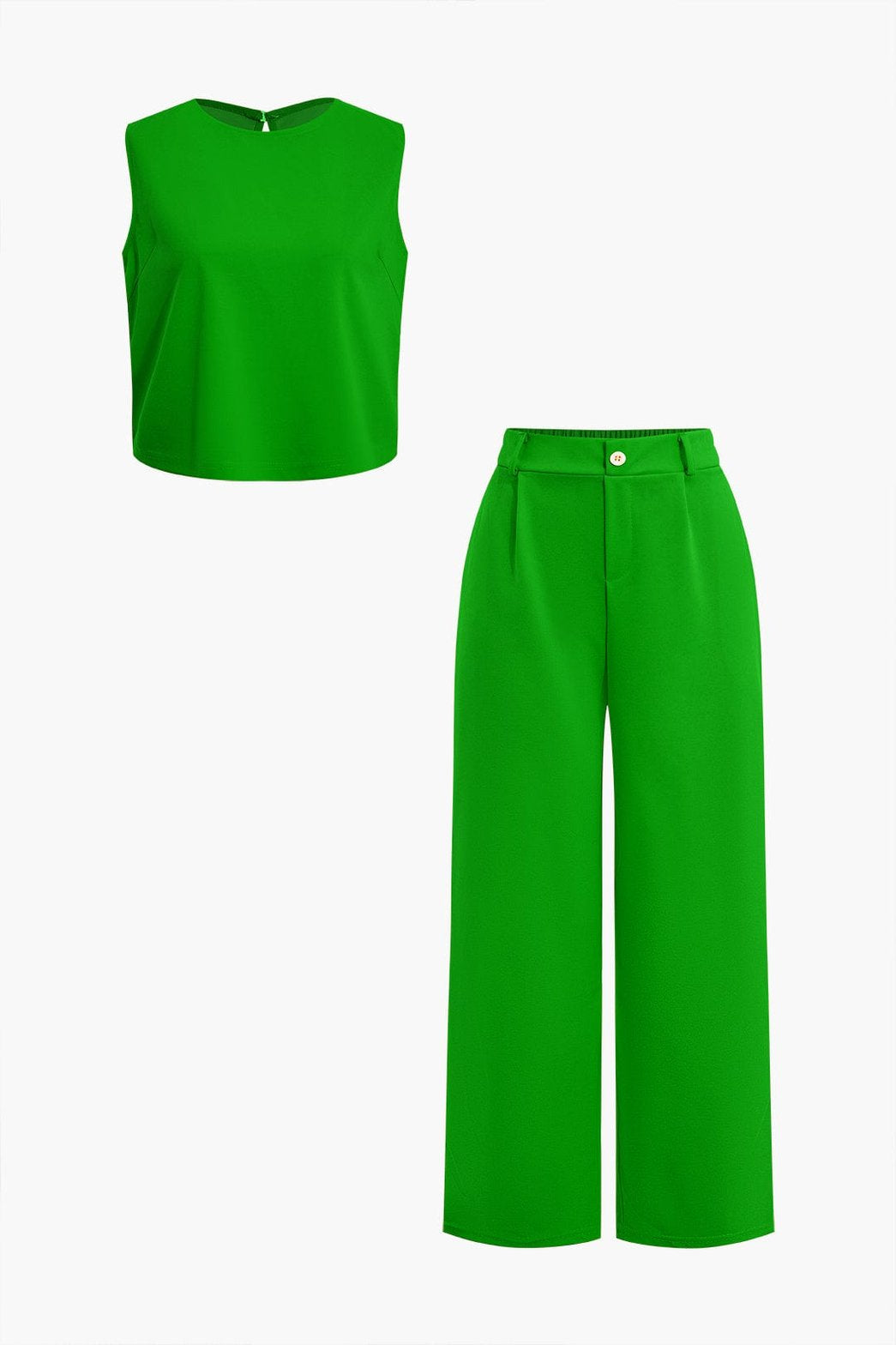Ensemble Élégant Pantalon Fluide et Haut Décolleté