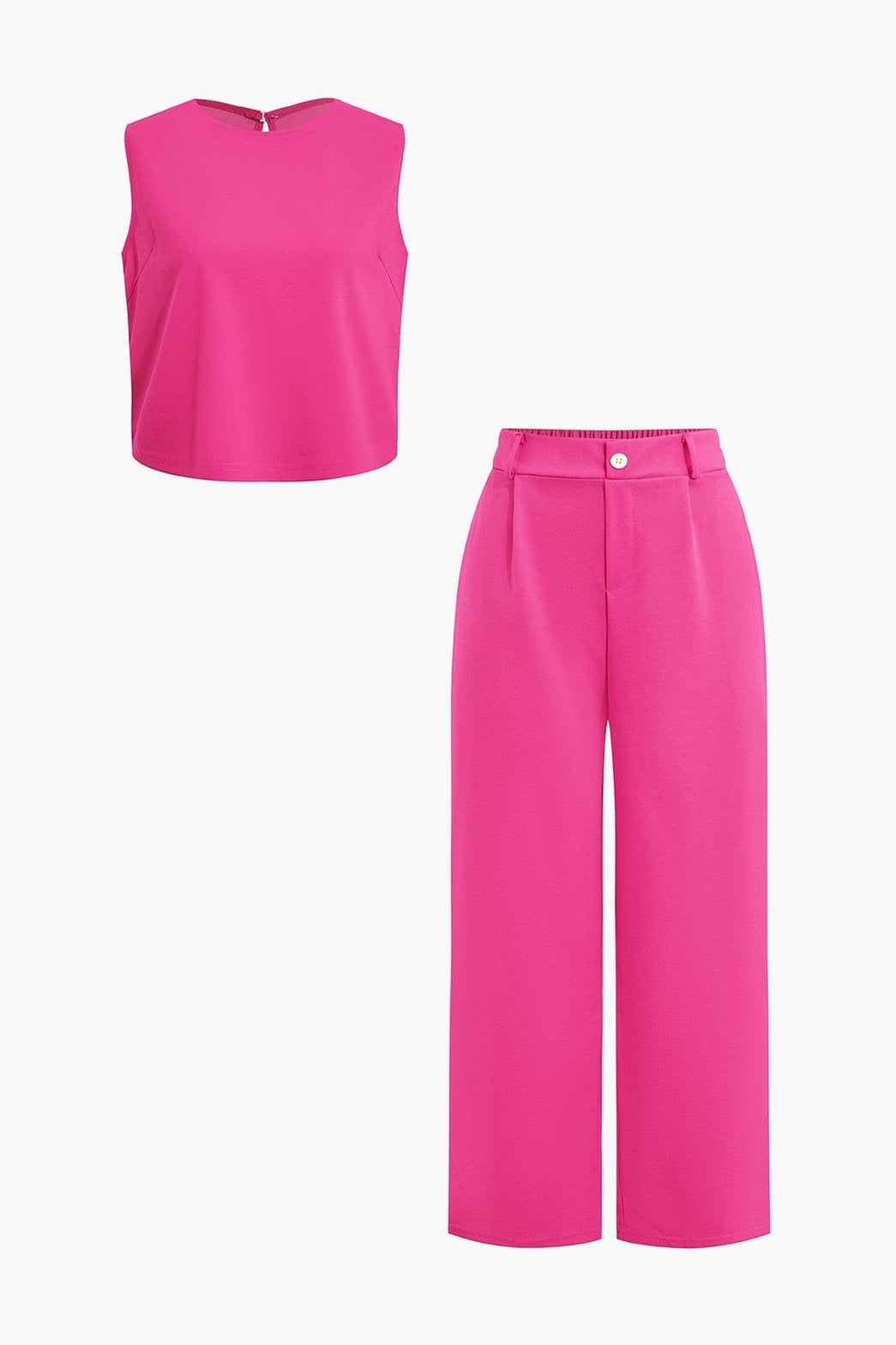 Ensemble Élégant Pantalon Fluide et Haut Décolleté