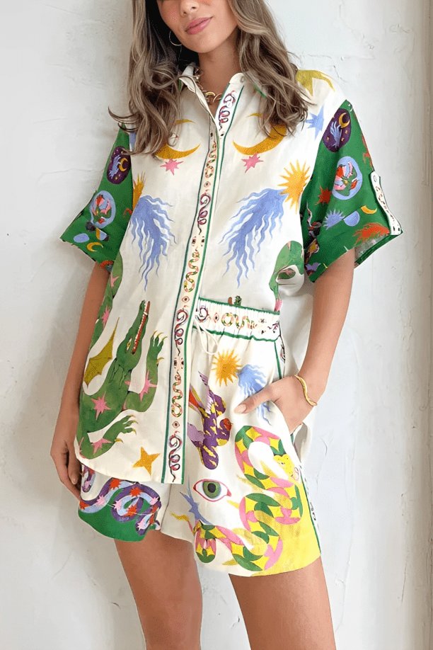 Ensemble Deux-Pièces Soie Luxe Floral - Foivo