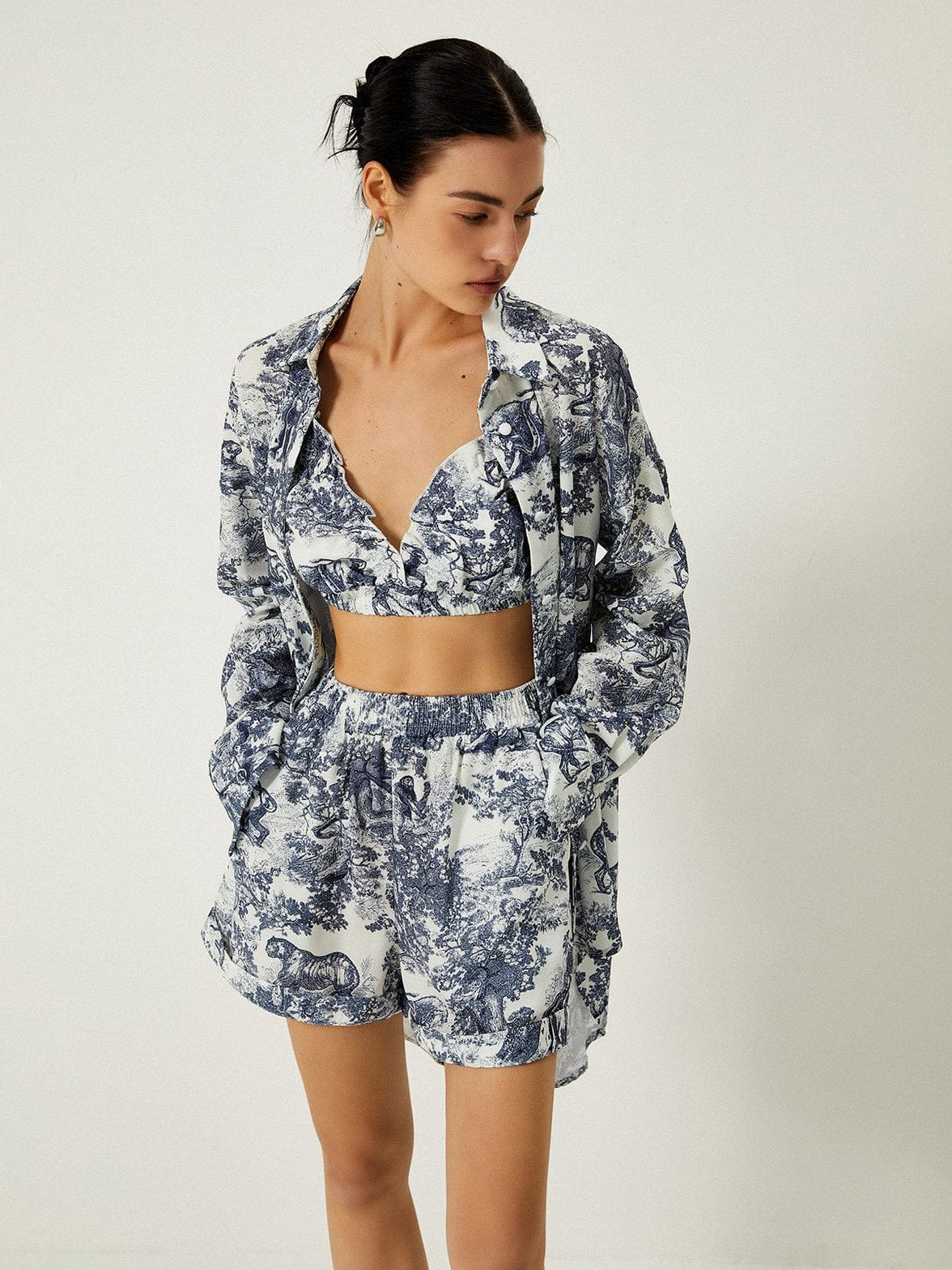 Ensemble Trois Pièces Floral Élégant - Foivo
