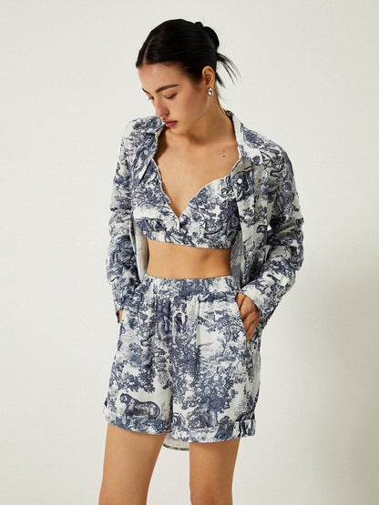 Ensemble Trois Pièces Floral Élégant