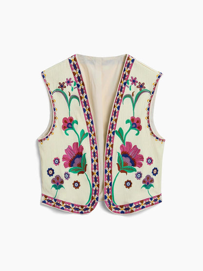 Gilet Floral Élégant Chic Boho