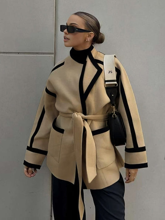 Manteau chic en laine avec détails colorés - Foivo