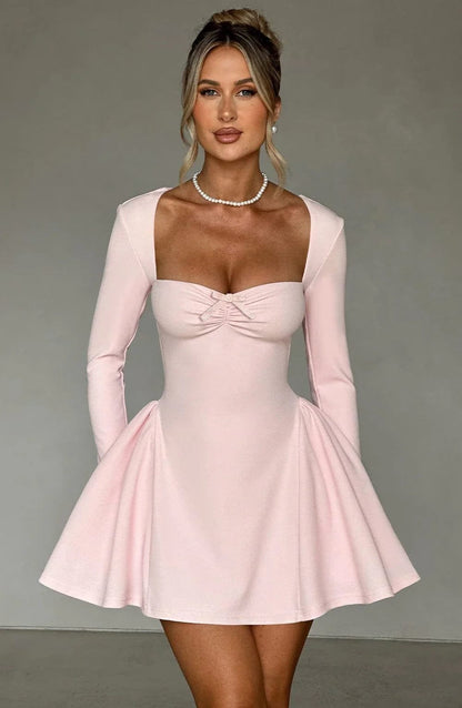 Robe Plissée Chic à Manches Courtes