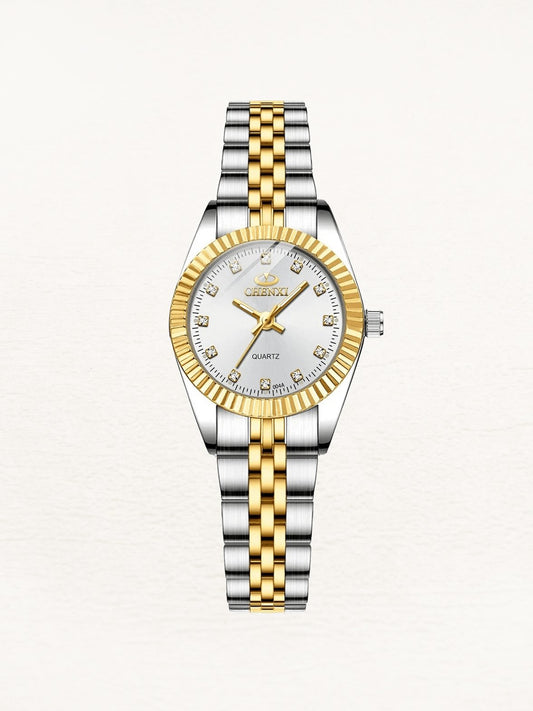 Montre Femme Élégante Bicolore Or et Acier - Foivo