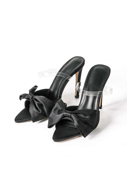 Mules Élégantes Rose Pailleté à Nœud