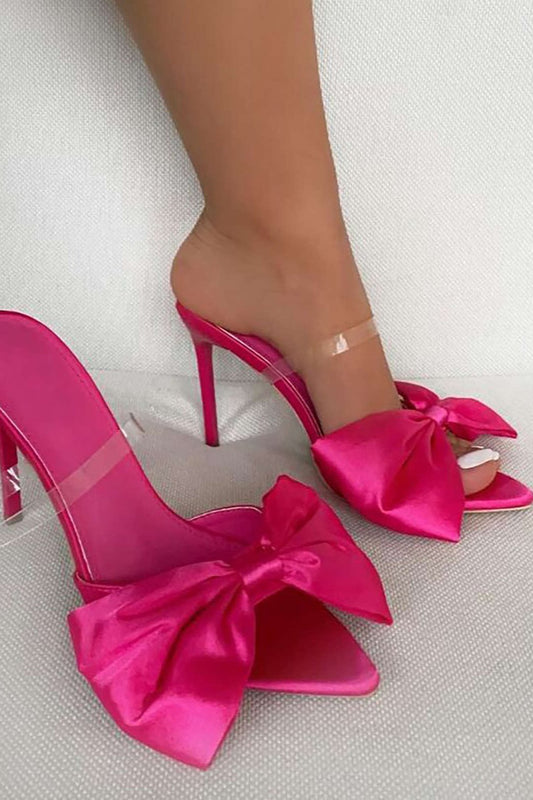 Mules Élégantes Rose Pailleté à Nœud - Foivo