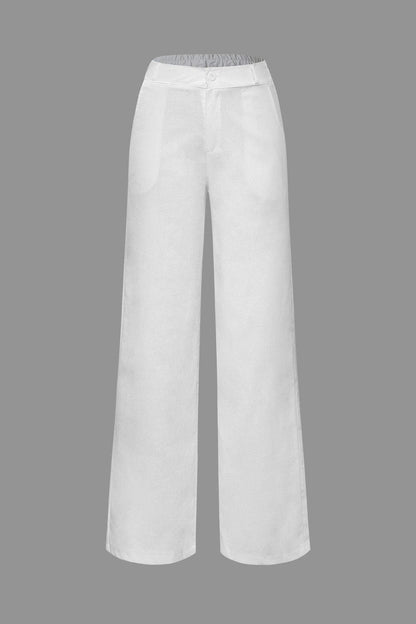 Pantalon Décontracté Lin Beige Chic - Foivo