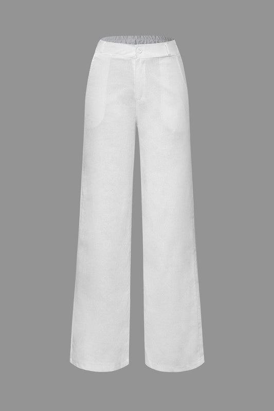 Pantalon Décontracté Lin Beige Chic - Foivo