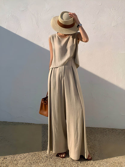 Pantalon Décontracté Lin Beige