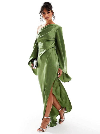 Robe Élégante Longue à Manches Bouffantes