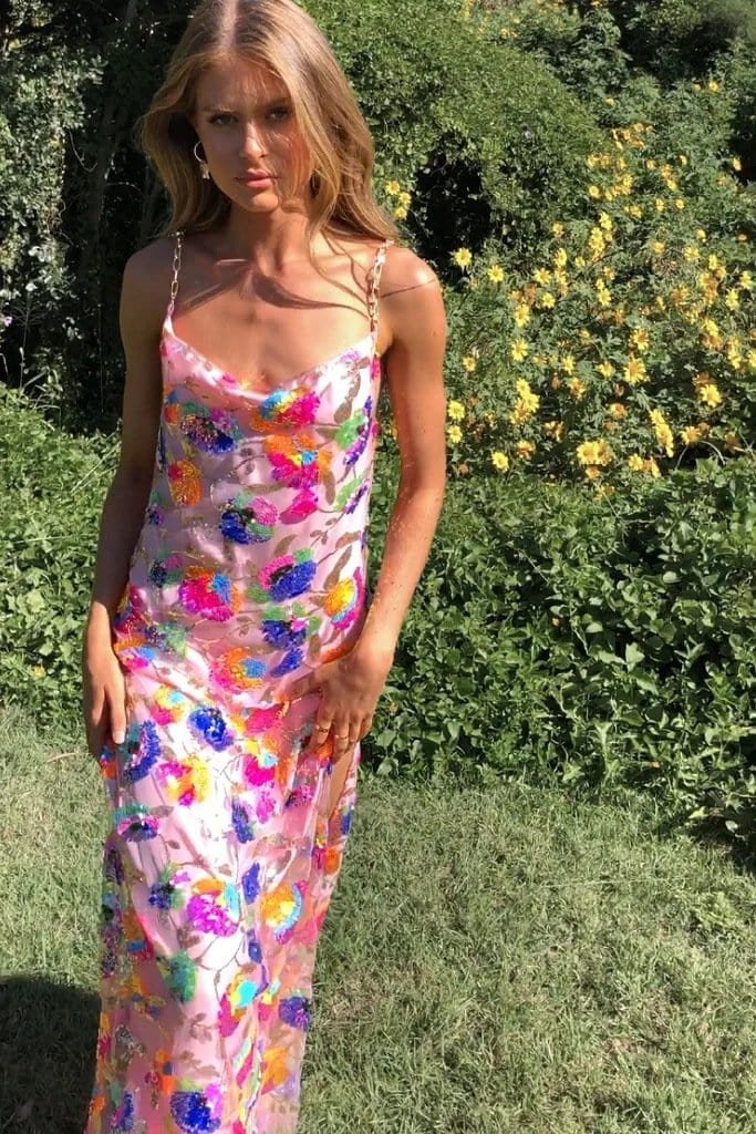 Robe Longue Florale avec Fente Séduisante