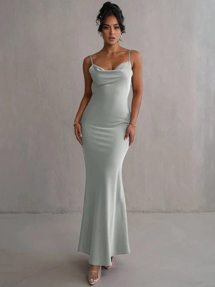 Robe de Soirée Satin Fleuri Luxe