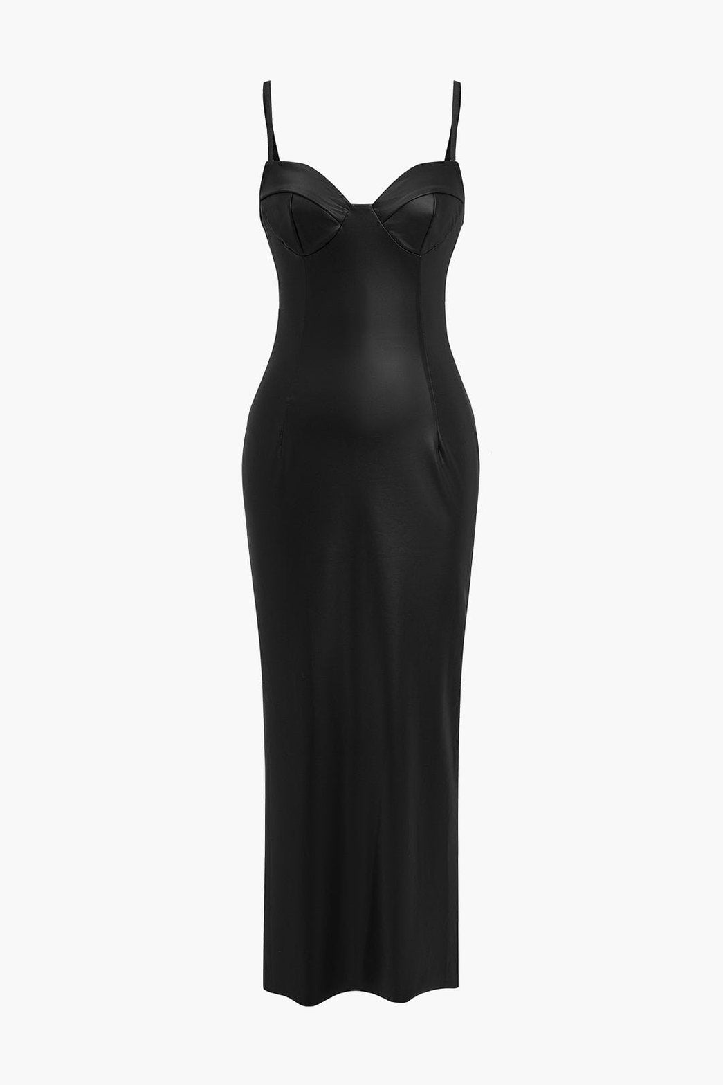 Robe Mi-Longue Corset en Cuir Synthétique Rouge Bourgogne