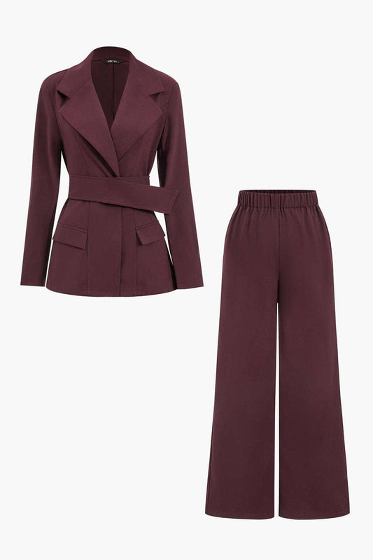 Costume Classique Rouge avec Ceinture - Foivo