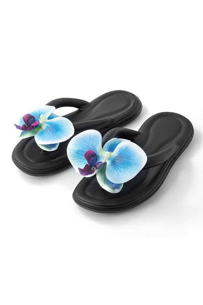 Tongs Femmes Fleurées Blanc Pur