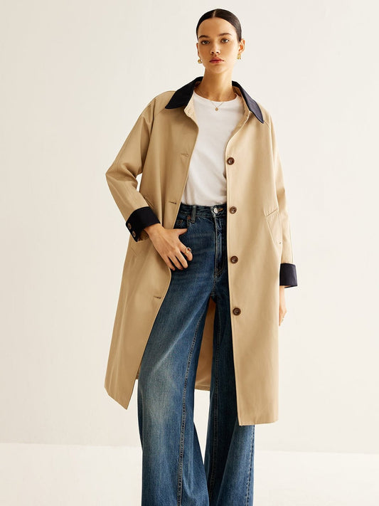 Manteau Long Chic à Rayures - Foivo