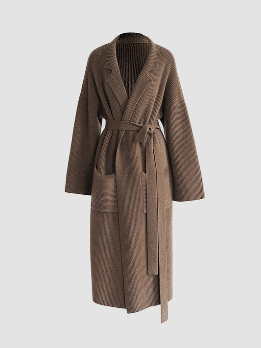 Manteau Long en Laine Tricotée - Foivo