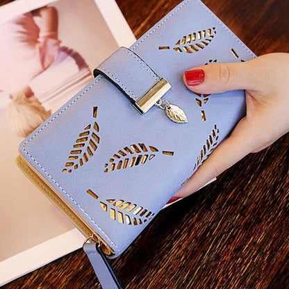 Portefeuille femme chic cuir imitation fleuri délicat