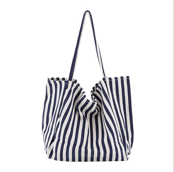 Sac Cabas Grande Capacité Toile Rayée Féminin