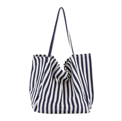 Sac Cabas Grande Capacité Toile Rayée Féminin