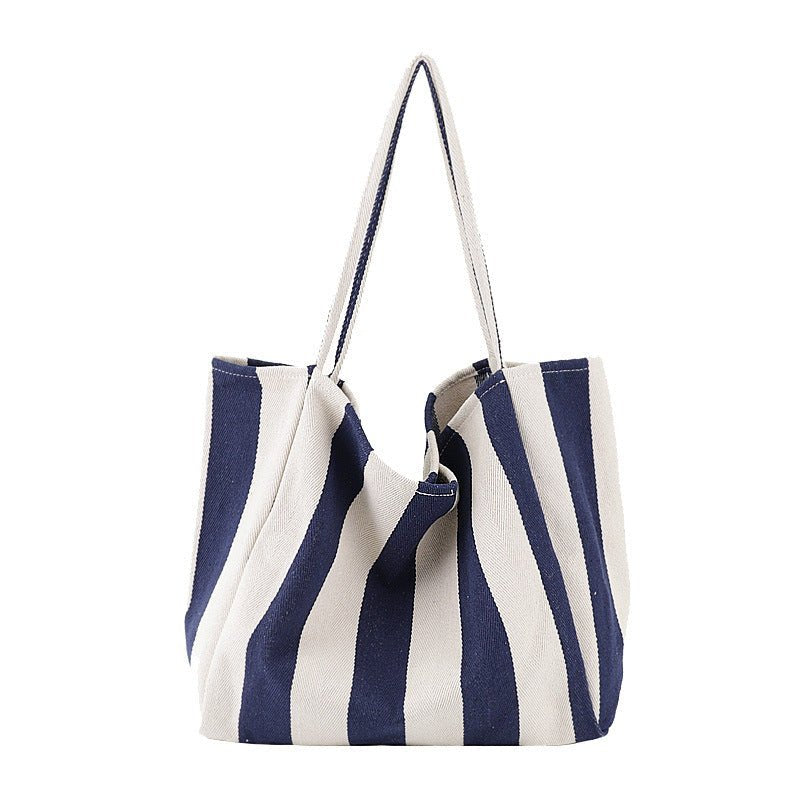 Sac Cabas Grande Capacité Toile Rayée Féminin