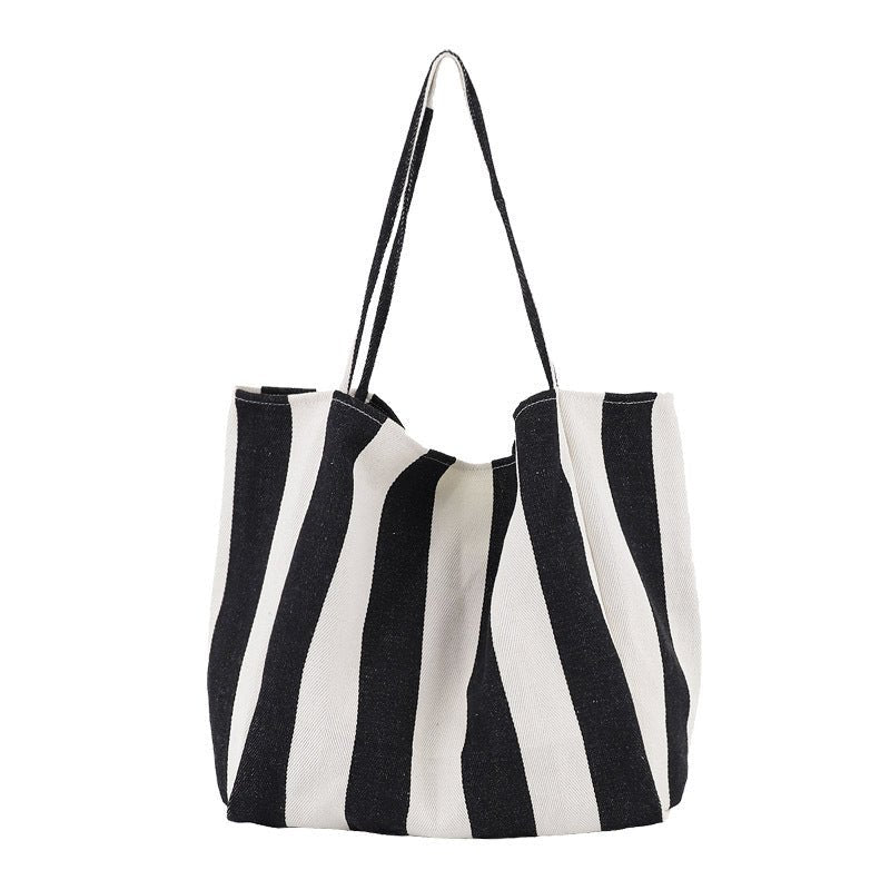 Sac Cabas Grande Capacité Toile Rayée Féminin