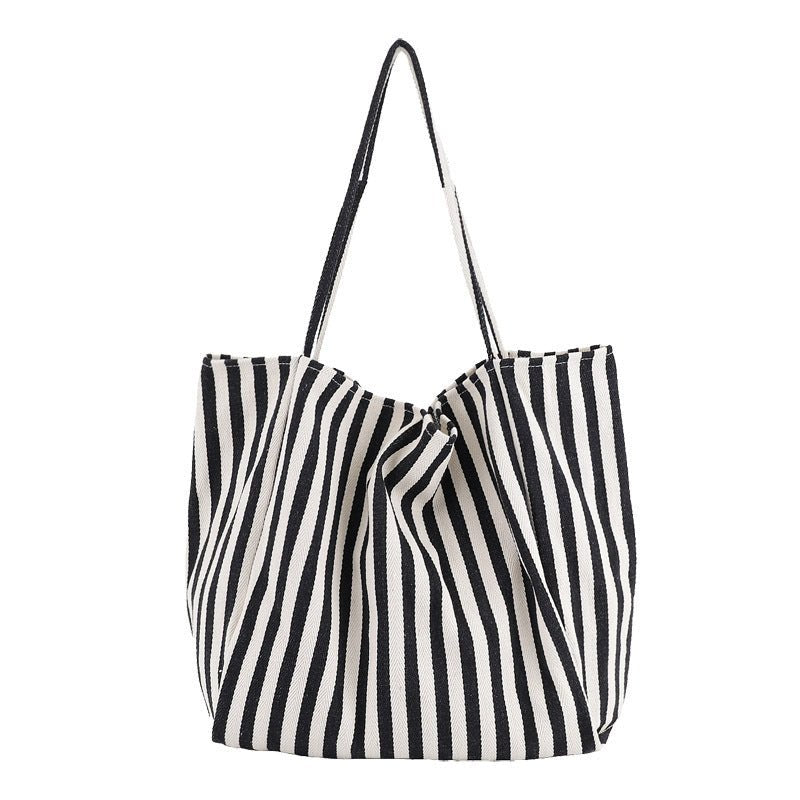 Sac Cabas Grande Capacité Toile Rayée Féminin