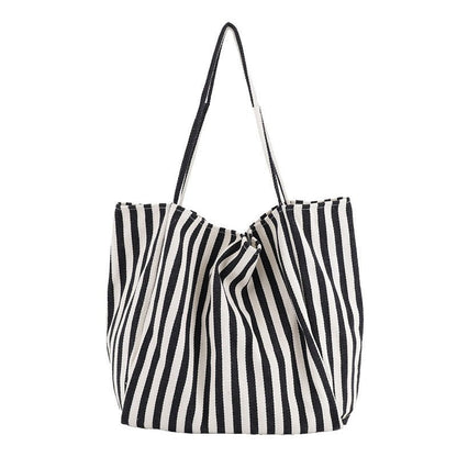 Sac Cabas Grande Capacité Toile Rayée Féminin