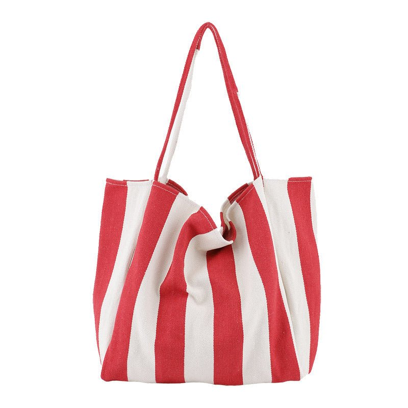 Sac Cabas Grande Capacité Toile Rayée Féminin