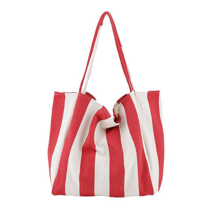 Sac Cabas Grande Capacité Toile Rayée Féminin