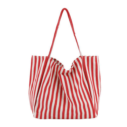 Sac Cabas Grande Capacité Toile Rayée Féminin