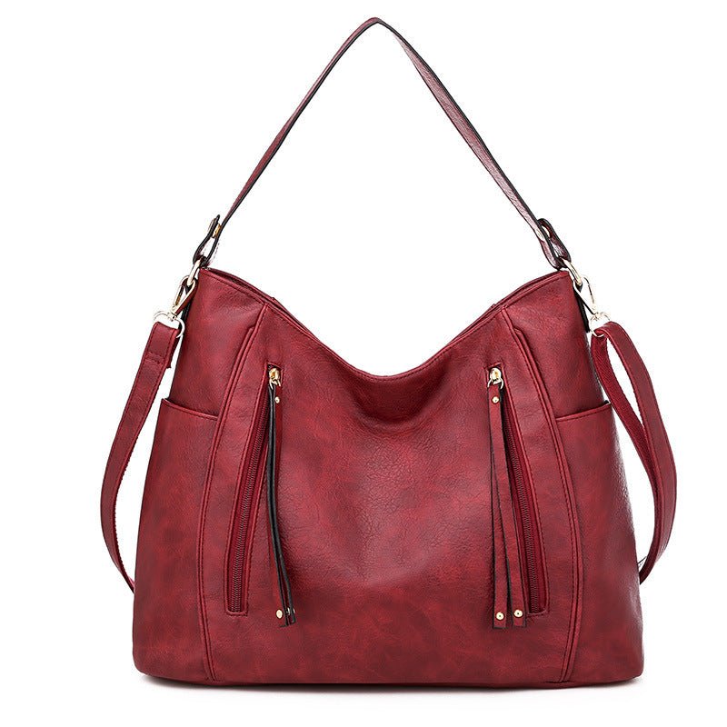 Sac à main femme chic en cuir artificiel avec fermeture éclair double - Foivo