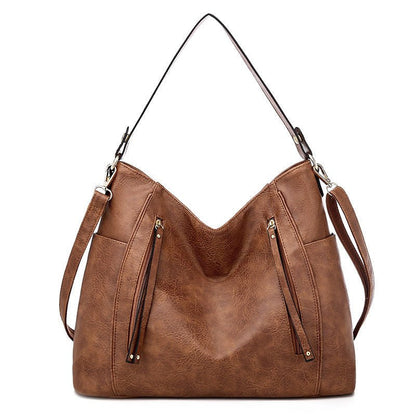 Sac à main femme chic en cuir artificiel avec fermeture éclair double