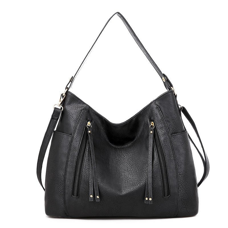 Sac à main femme chic en cuir artificiel avec fermeture éclair double