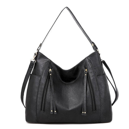 Sac à main femme chic en cuir artificiel avec fermeture éclair double