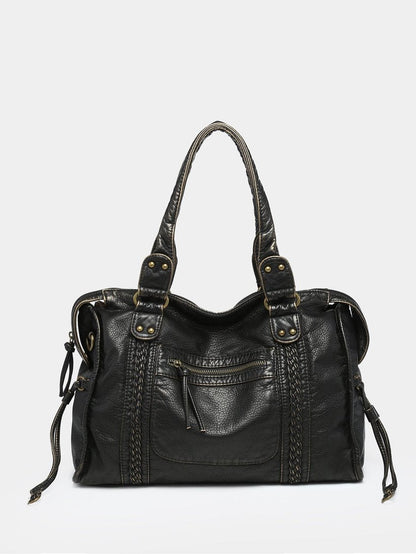 Sac à main femme chic en cuir noir taille grande tendance