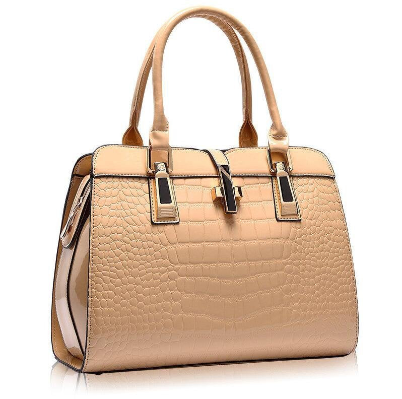 Sac à main femme en cuir luxe noir brillant