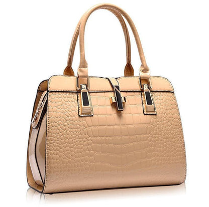 Sac à main femme en cuir luxe noir brillant